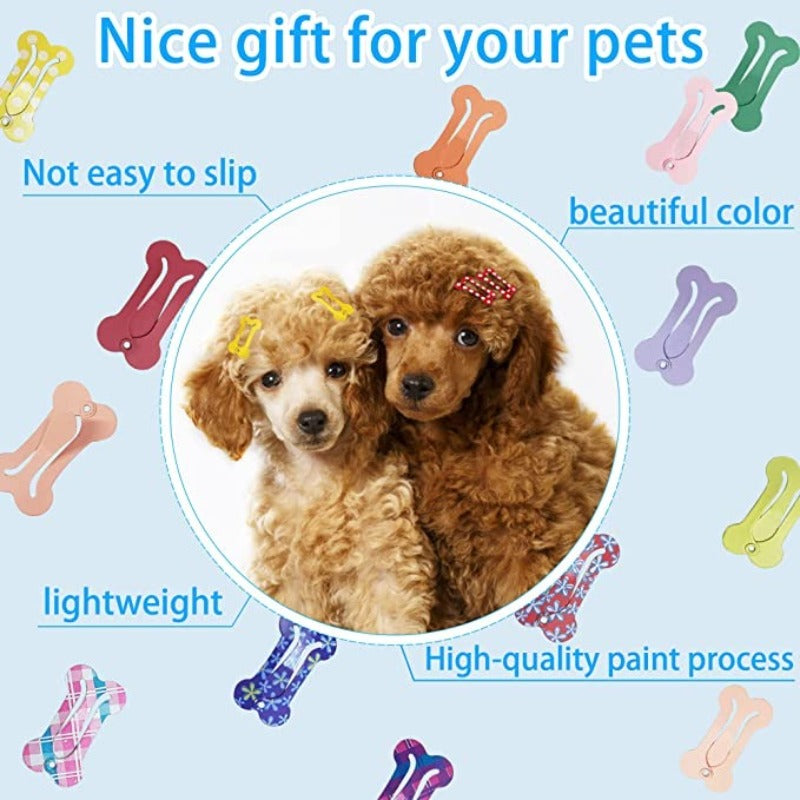 48 PCS Hair Clips For Dogs, 1 Inch Small Dog Bow Mini Bone Snap Dog Barrette For Small Dog Hair, Tiny Pet Grooming Hair Accessories For Yorkie Puppy-Paw Print Pad