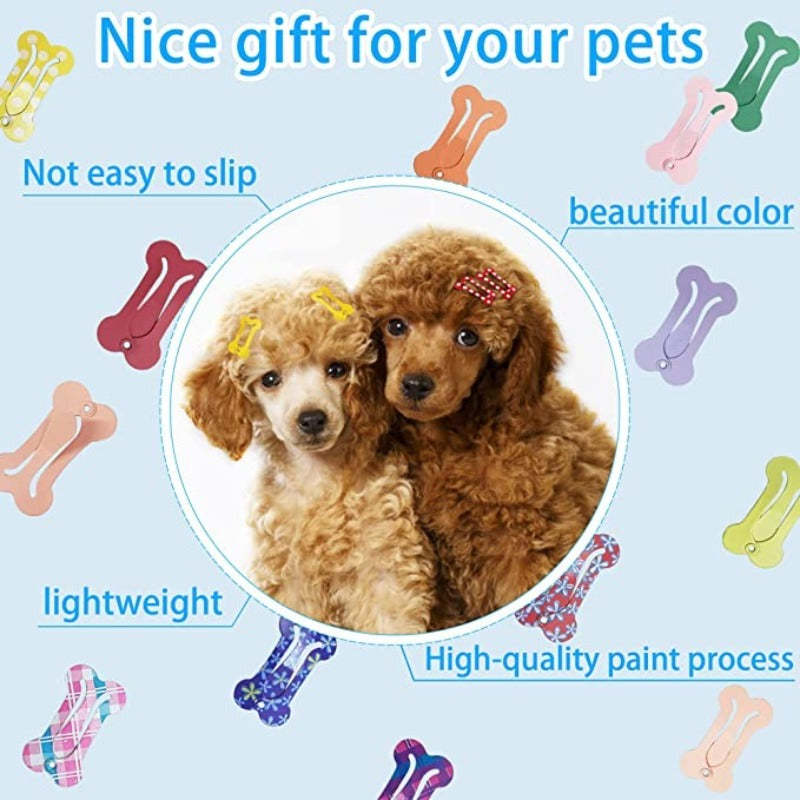 48 PCS Hair Clips For Dogs, 1 Inch Small Dog Bow Mini Bone Snap Dog Barrette For Small Dog Hair, Tiny Pet Grooming Hair Accessories For Yorkie Puppy-Paw Print Pad