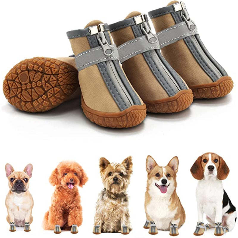 Dog Breathable Shoes For Paw Protector With Reflective Strips Rugged-Paw Print Pad