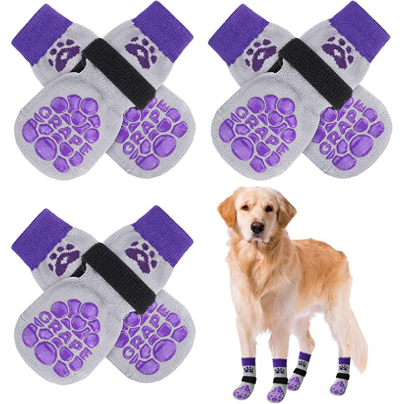 Anti Slip Paw Protectors Socks With Elastic Adjustable-Paw Print Pad