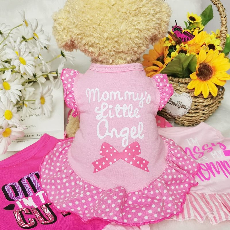 4 Pieces Pet Dog Dress Dog Clothes Girl Puppy Shirt Yorkie Clothes Doggie Dress Dog Apparel For Small Dogs And Cats-Paw Print Pad