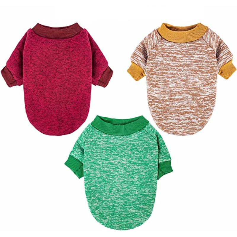 Dog Sweaters for Small Dogs, 3 Pack Warm Soft Pet Clothes for Puppy-Paw Print Pad