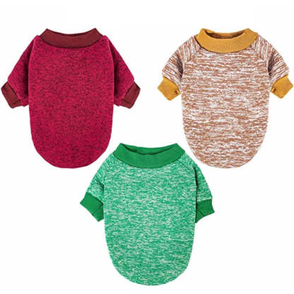 Dog Sweaters for Small Dogs, 3 Pack Warm Soft Pet Clothes for Puppy-Paw Print Pad