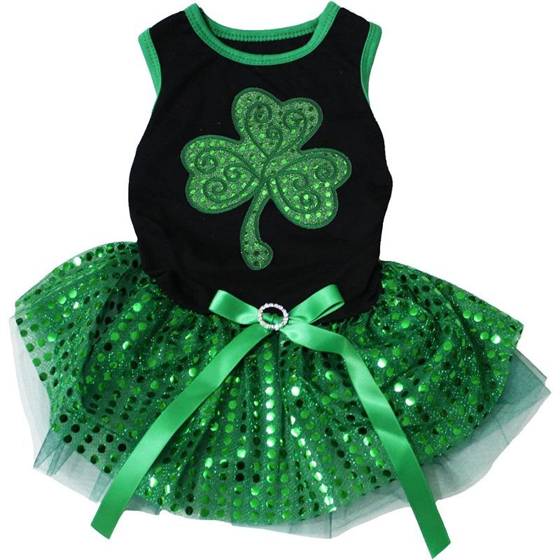 Sequins Clover Puppy Dog Dress-Paw Print Pad