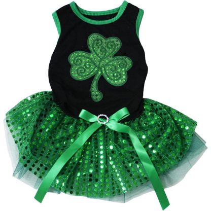 Sequins Clover Puppy Dog Dress-Paw Print Pad