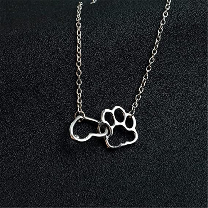 Classy Necklace Gold And Silver Plated-Paw Print Pad