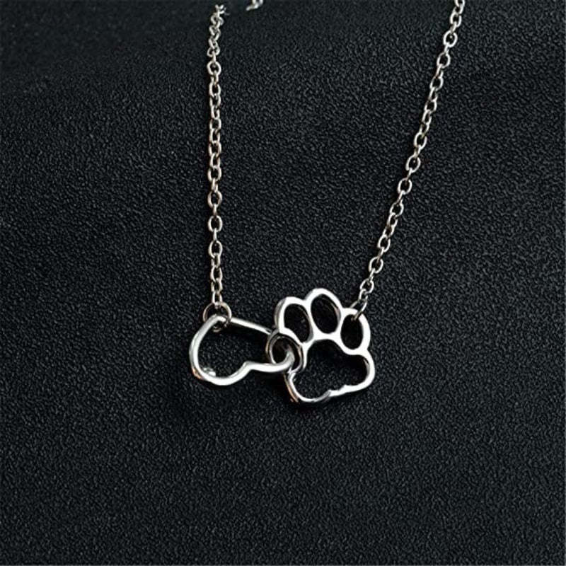 Classy Necklace Gold And Silver Plated-Paw Print Pad