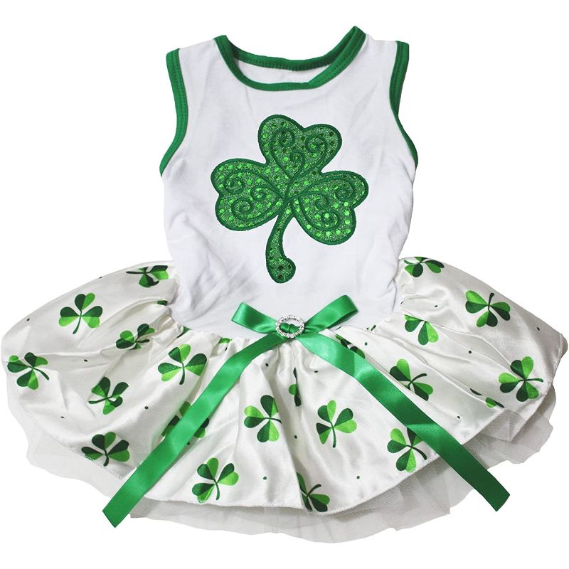 Sequins Clover Puppy Dog Dress-Paw Print Pad
