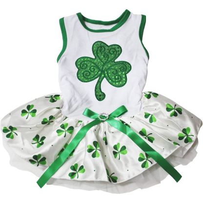 Sequins Clover Puppy Dog Dress-Paw Print Pad