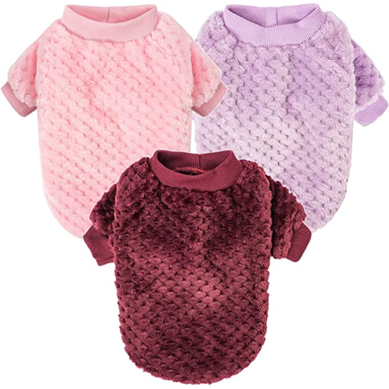 Dog Sweaters for Small Dogs, 3pc Warm Fur Soft Pet Clothes For Puppy-Paw Print Pad