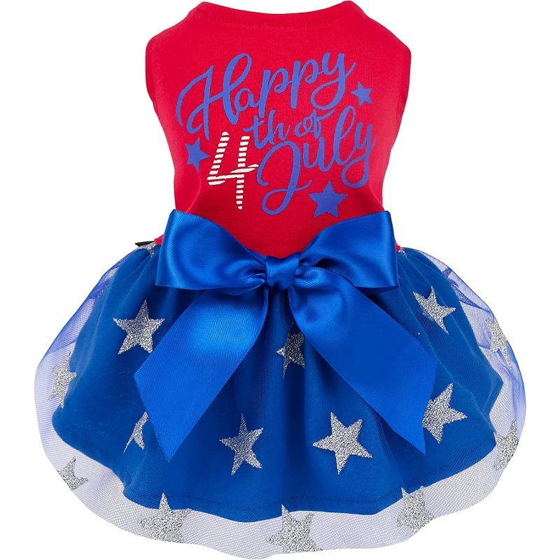 Birthday Girl Dog Tulle Dress, Dog Clothes for Small Dogs Girl, Cat Apparel, Pink, Small-Paw Print Pad