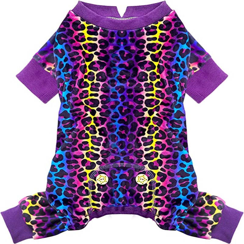 Dog Pajama Soft Material Stretchable Diamond Dogs Pajamas Onesie Pet Pjs Dogs Apparel for Small Dogs-Paw Print Pad