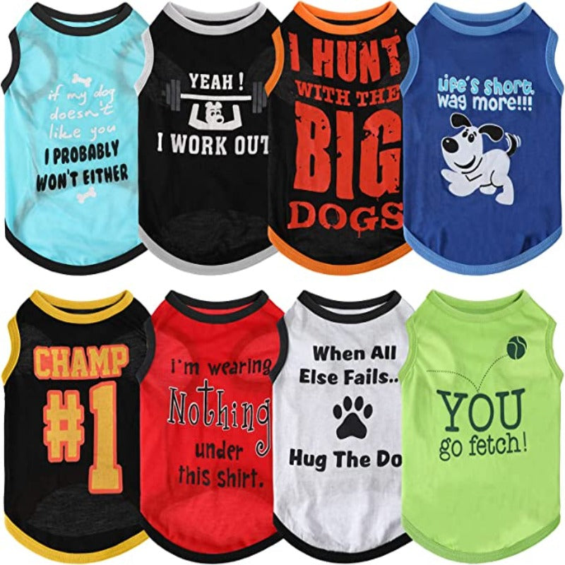 8 Pieces Dog Shirts Printed Clothes With Funny Letters Stylish Outfit-Paw Print Pad