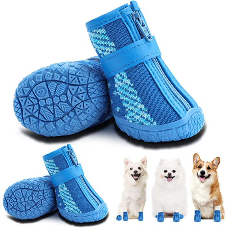 Dog Shoes For Small Dogs Boots, Breathable Dog Booties Paw Protector For Hot Pavement Winter Snow Hiking Booties 4pcs-Paw Print Pad