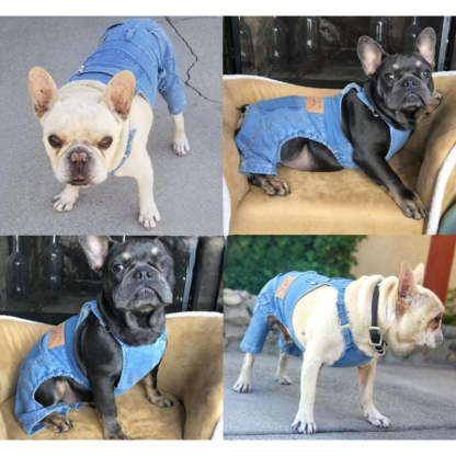 Dog Shirts Clothes Denim, Pet Jeans Onesies Apparel-Paw Print Pad