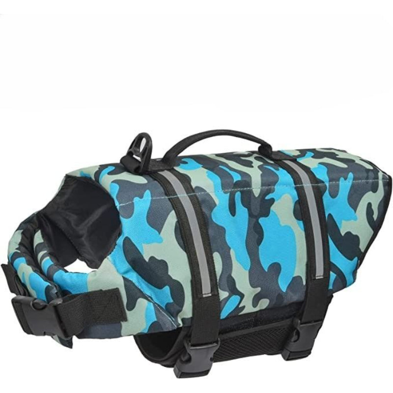 Dog Life Jacket With Adjustable Lifesaver And High Buoyancy Swimsuit-Paw Print Pad