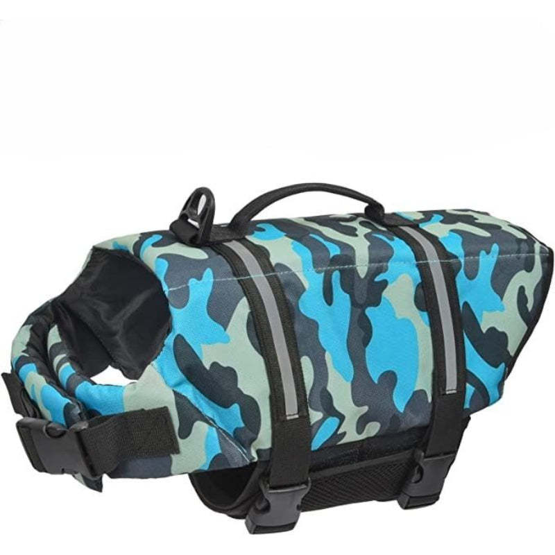Dog Life Jacket With Adjustable Lifesaver And High Buoyancy Swimsuit-Paw Print Pad