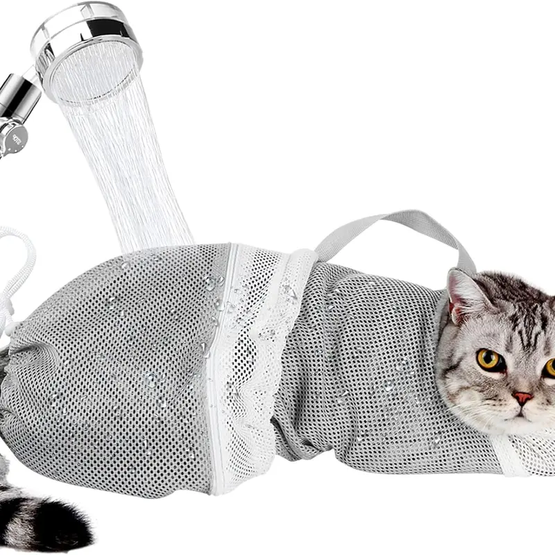 Adjustable Mesh Pet Bathing Bag for Grooming and Travel Use