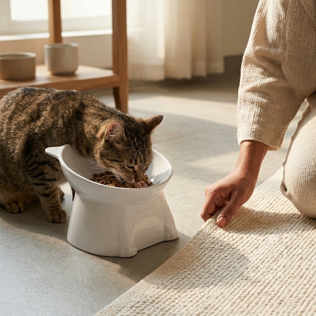 Elevated Tilt Design Pet Feeding Bowl with 15 Degree Stand For Cats And Dogs