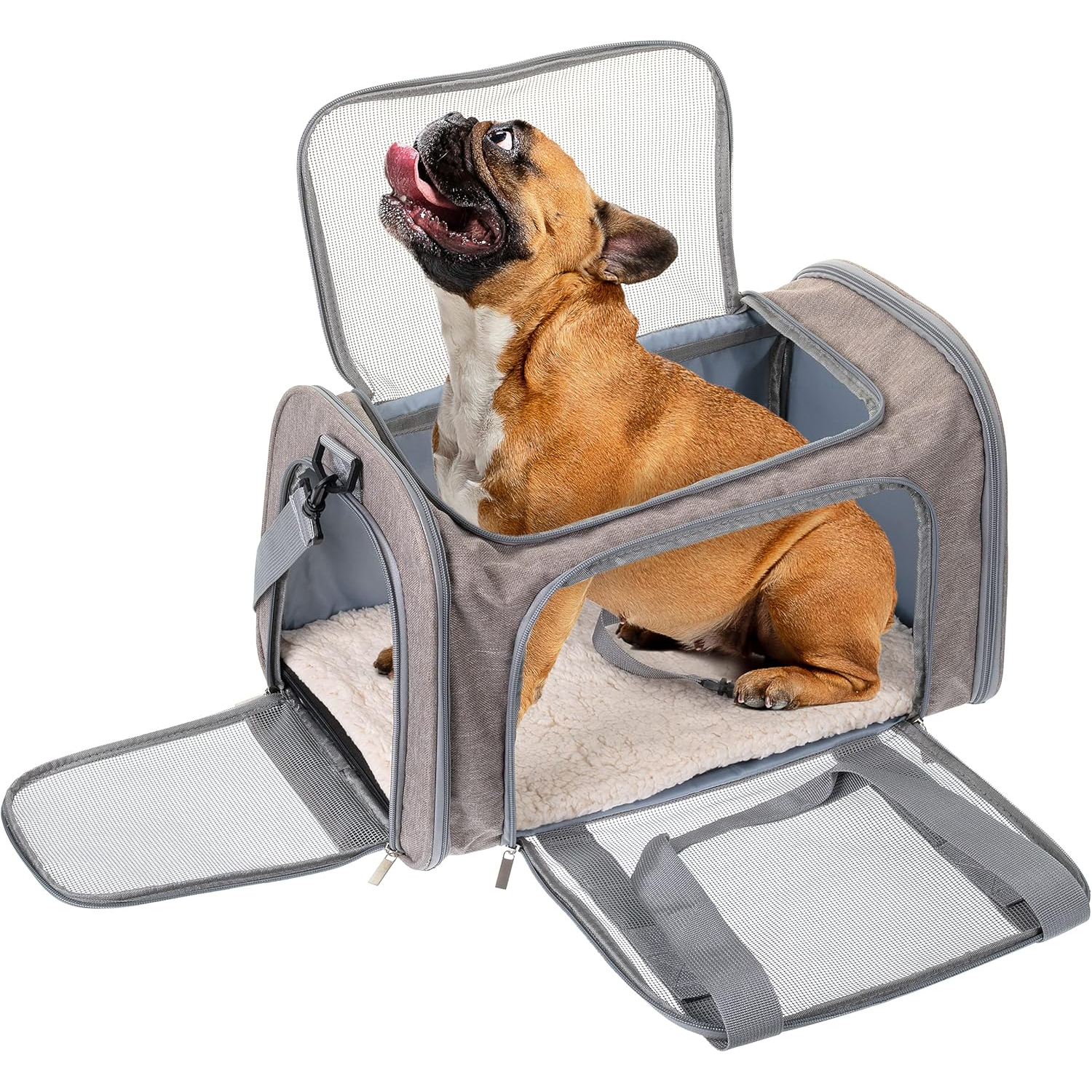 Portable Pet Carrier for Cats And Dogs with Mesh Panels Safety Leash And Side Pocket