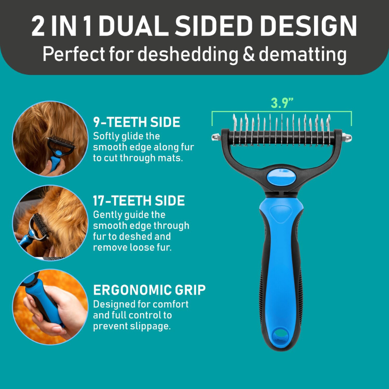 Double Sided Pet Grooming Brush-Paw Print Pad