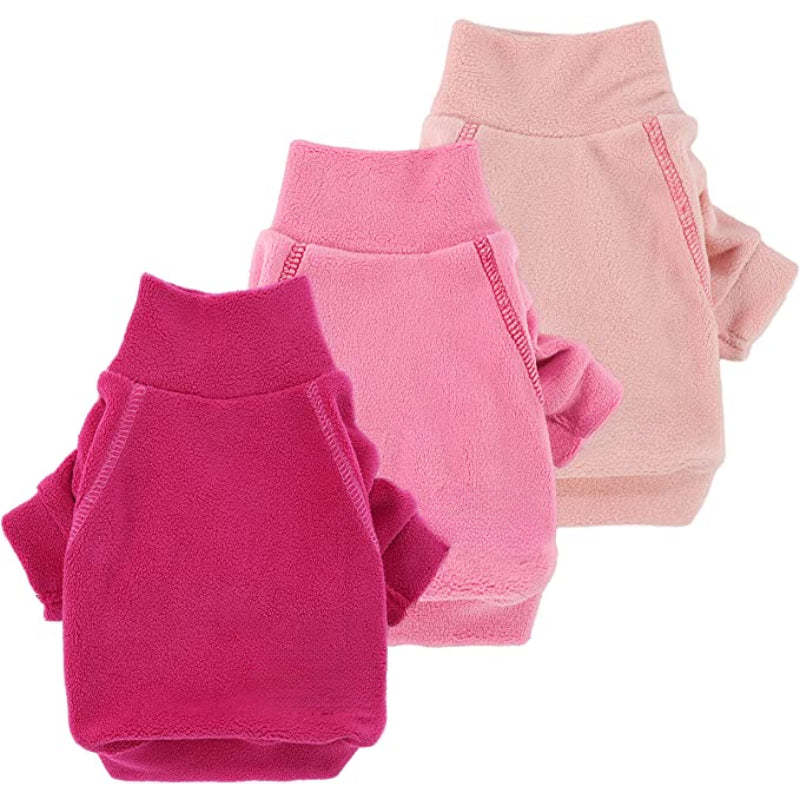 3 Pack Classic Fleece Dog Sweater Classic  Pet Pullover Jumper-Paw Print Pad