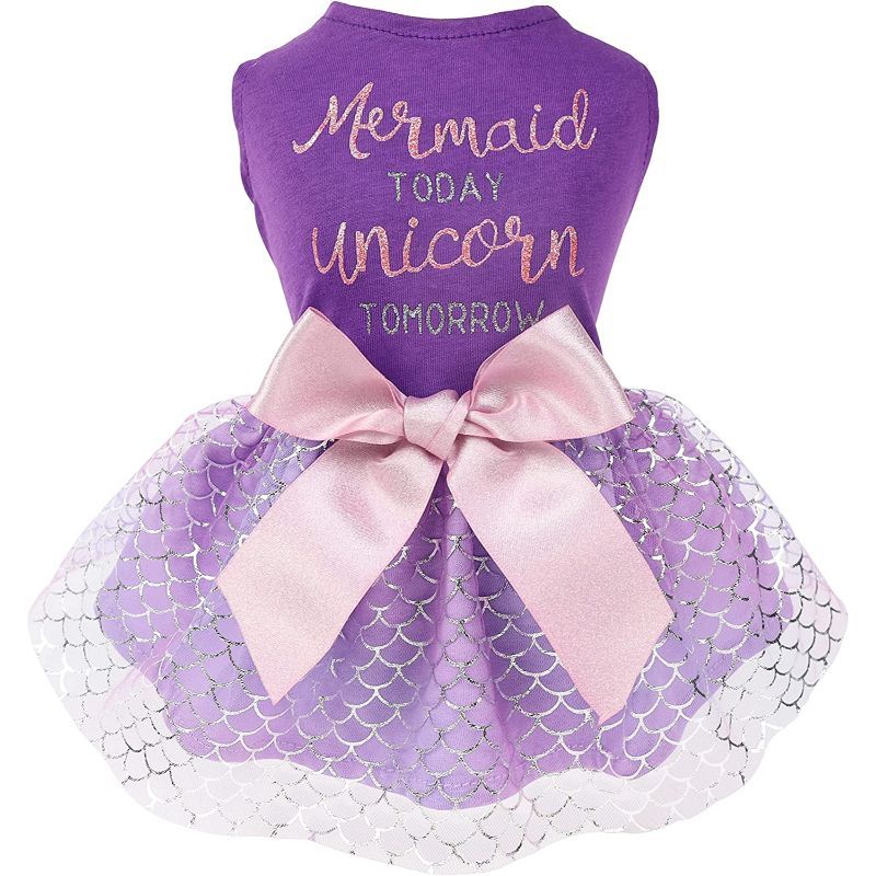 Birthday Girl Dog Tulle Dress, Dog Clothes for Small Dogs Girl, Cat Apparel, Pink, Small-Paw Print Pad