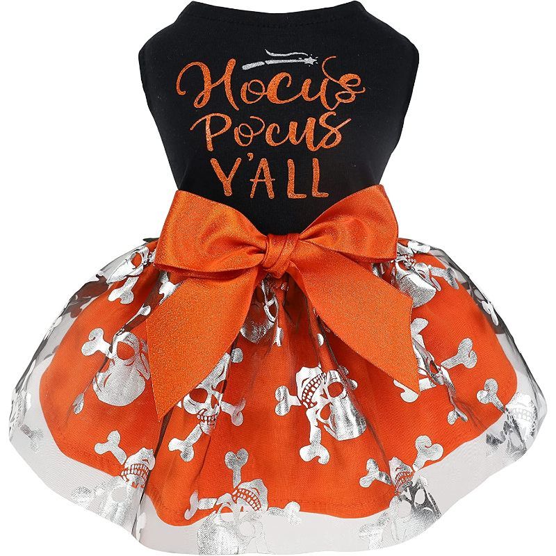 Birthday Girl Dog Tulle Dress, Dog Clothes for Small Dogs Girl, Cat Apparel, Pink, Small-Paw Print Pad