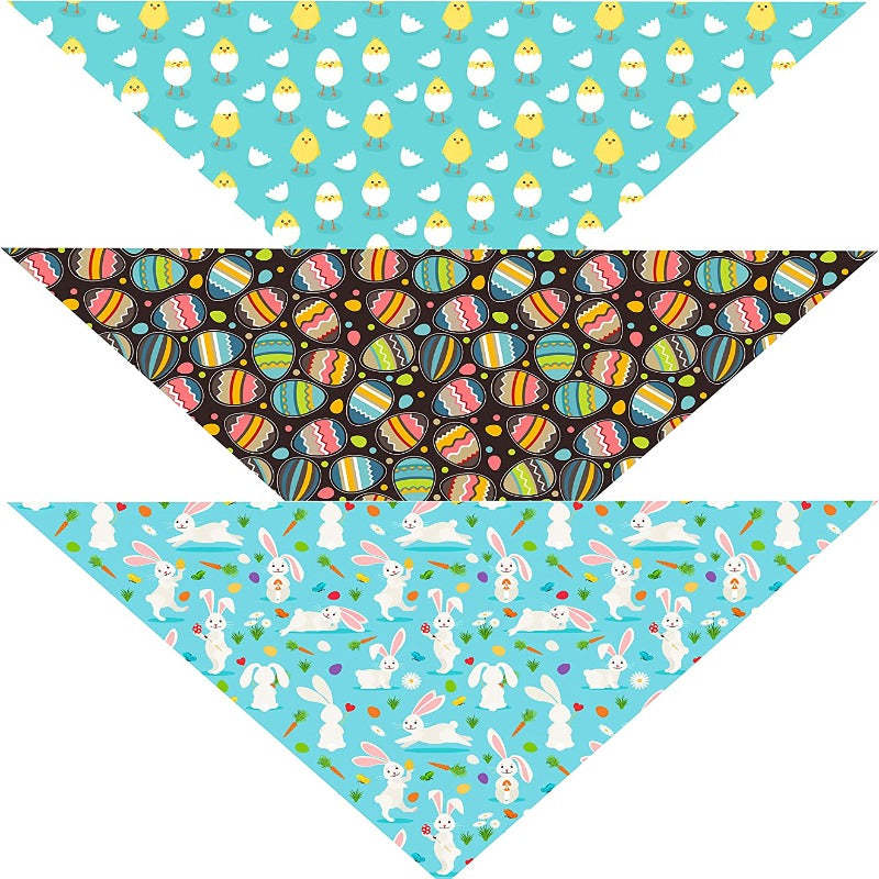 St. Patrick's Day Dog Bandanas 3-Pack Lucky Shamrock Clover Bandanna-Paw Print Pad