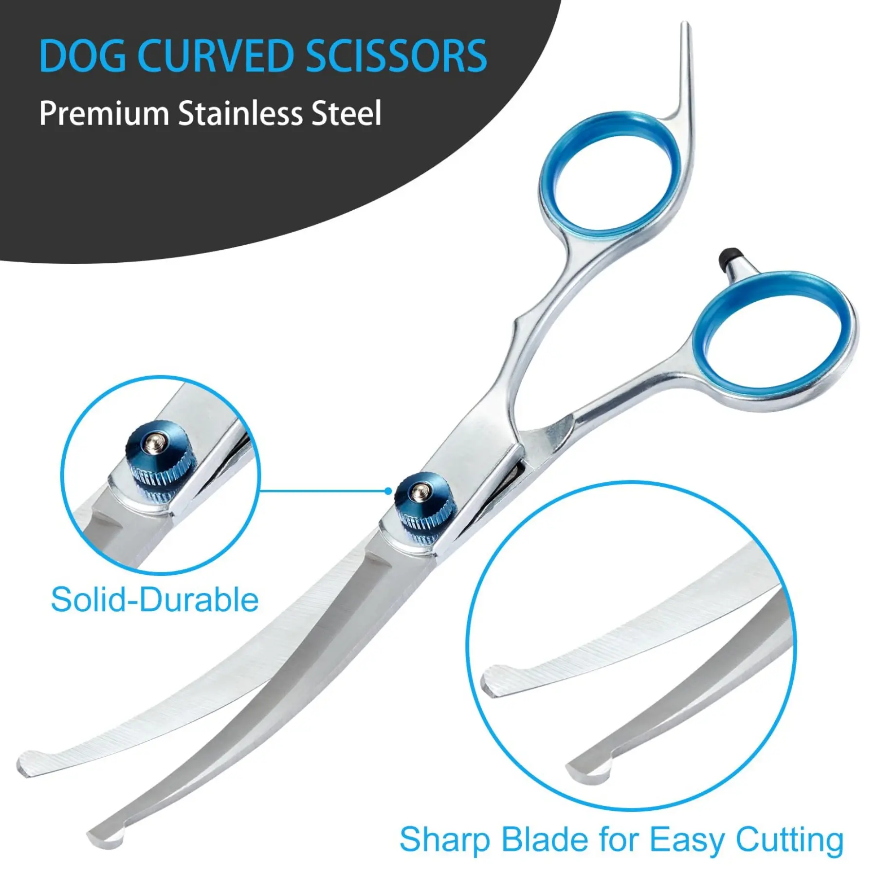 5 in 1 Premium Dog Grooming Scissors, Professional Dog Scissors for Grooming with Safety Round Tips, Stainless Steel Thinning Shears, Pet Cat Shears for Grooming Kit, #summerwins