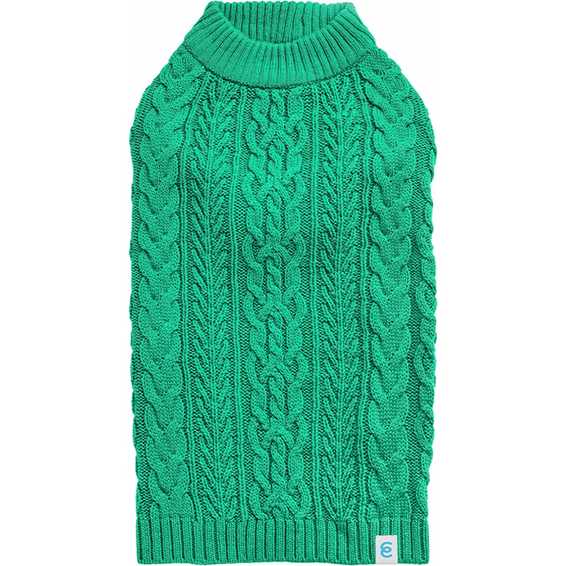 Pet Classic Dog Sweater Wool Blend Cable Knit Pullover Crewneck-Paw Print Pad