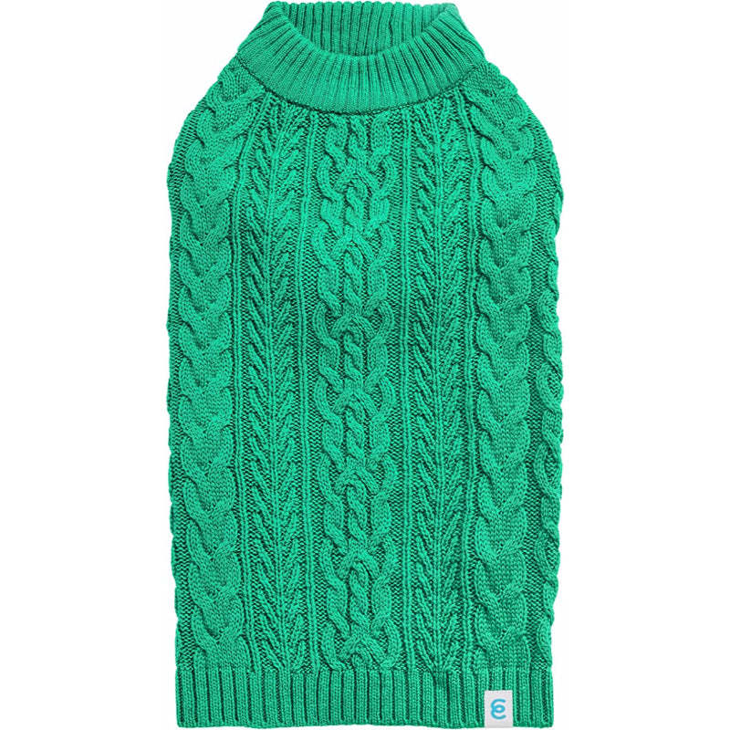 Pet Classic Dog Sweater Wool Blend Cable Knit Pullover Crewneck-Paw Print Pad