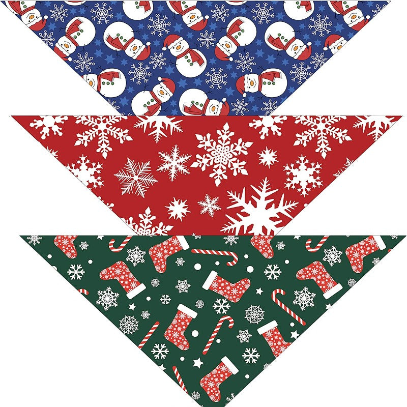 St. Patrick's Day Dog Bandanas 3-Pack Lucky Shamrock Clover Bandanna-Paw Print Pad