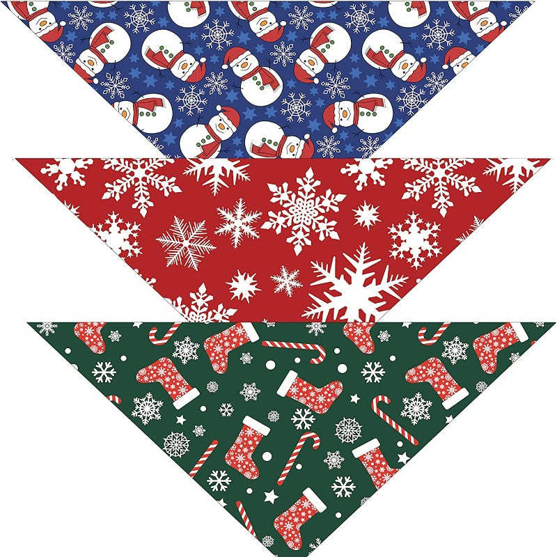 St. Patrick's Day Dog Bandanas 3-Pack Lucky Shamrock Clover Bandanna-Paw Print Pad