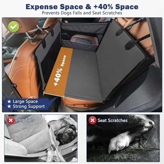 Car Backseat Non Slip Dirt Resistant Waterproof Cover With Storage Pockets For Pets