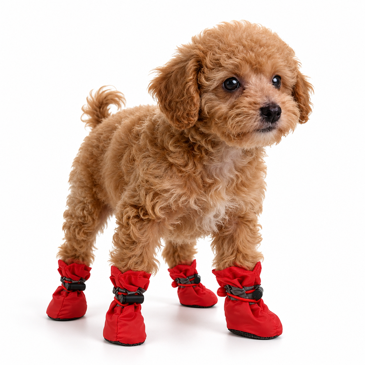Pair Of 4 Adjustable Straps Soft Sole Outdoor Shoes Covers For Dogs