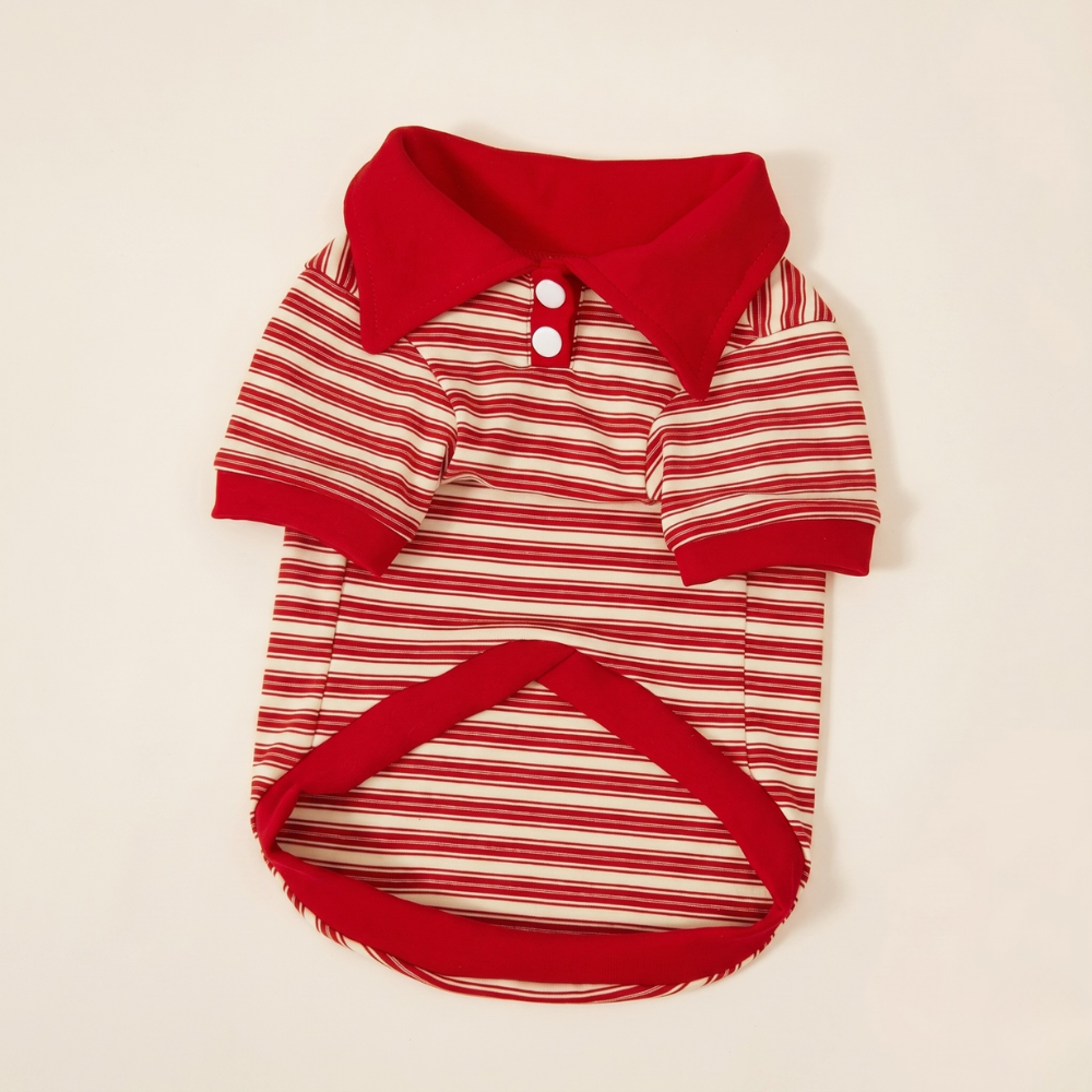 Striped Design Pet Polo Shirt For Cats And Dogs Winter Wear