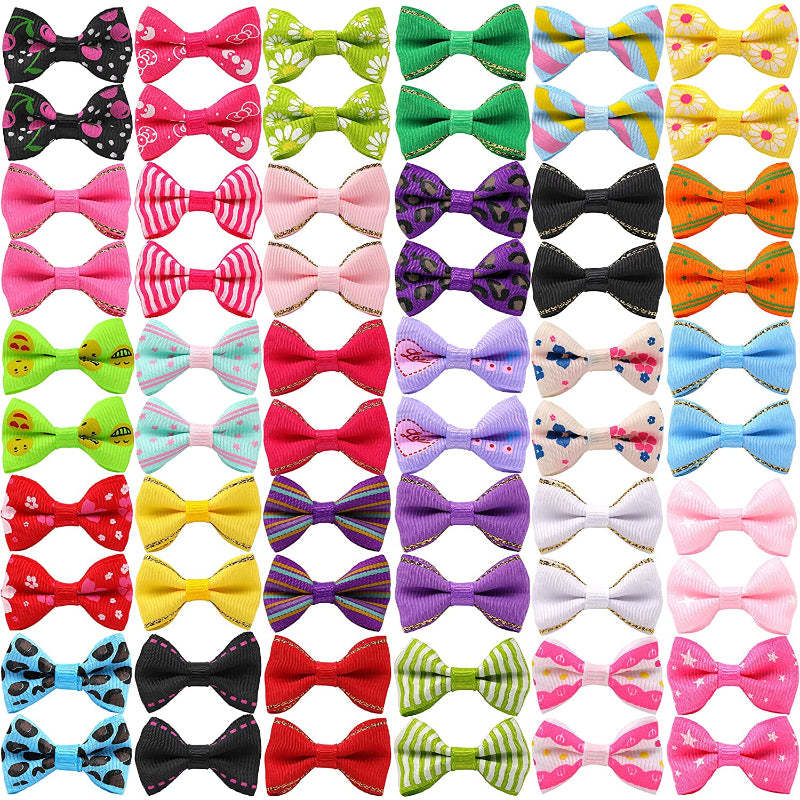 Puppy Dog Small Bowknot Hair Bows with Metal Clips Handmade Hair Accessories Bow Pet Grooming Products-Paw Print Pad