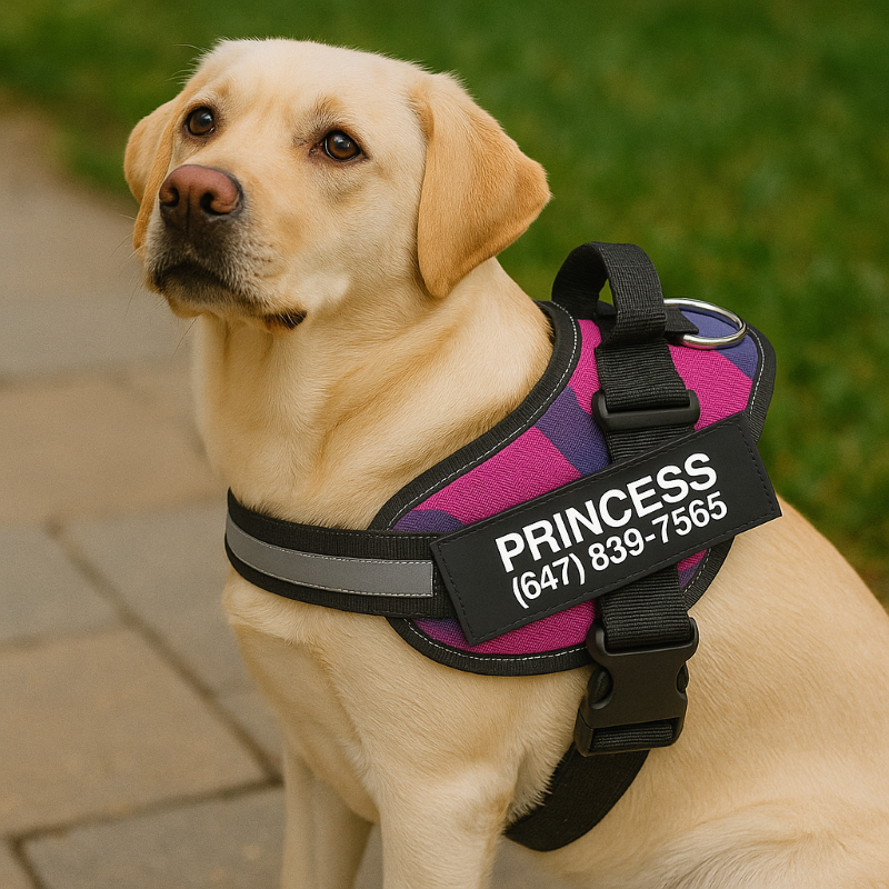 Custom No Pull Dog Harness with Personalized Name Patch-Paw Print Pad