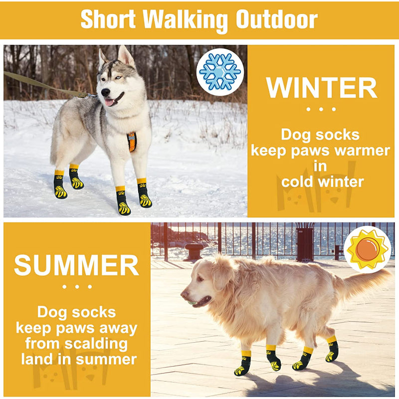 Anti Slip Paw Protectors Socks With Elastic Adjustable-Paw Print Pad