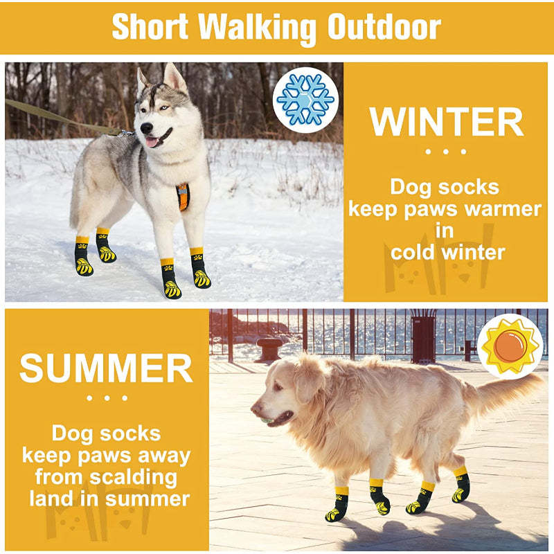 Anti Slip Paw Protectors Socks With Elastic Adjustable-Paw Print Pad