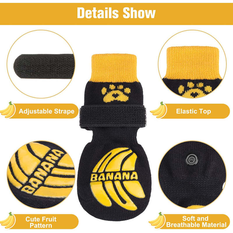 Anti Slip Paw Protectors Socks With Elastic Adjustable-Paw Print Pad