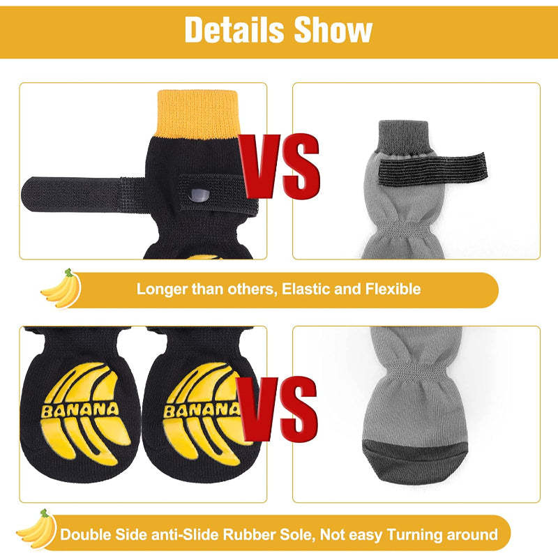 Anti Slip Paw Protectors Socks With Elastic Adjustable-Paw Print Pad