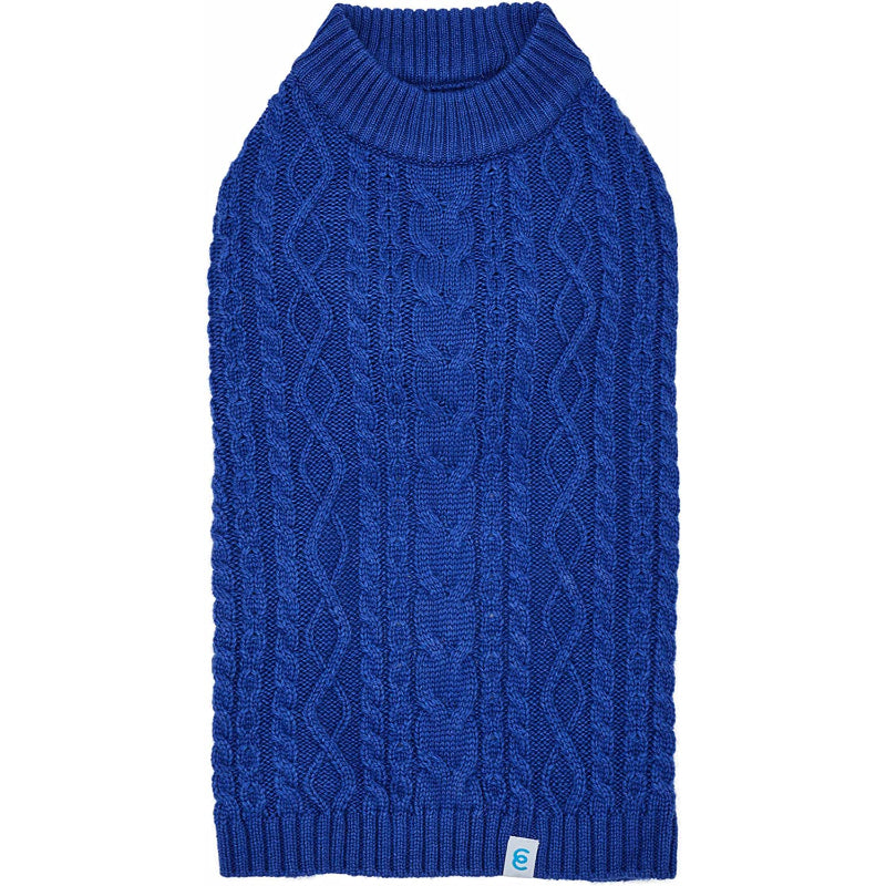 Pet Classic Dog Sweater Wool Blend Cable Knit Pullover Crewneck Winter Clothes in Red Danger, Back Length 12", Small Warm Coat for Pet-Paw Print Pad