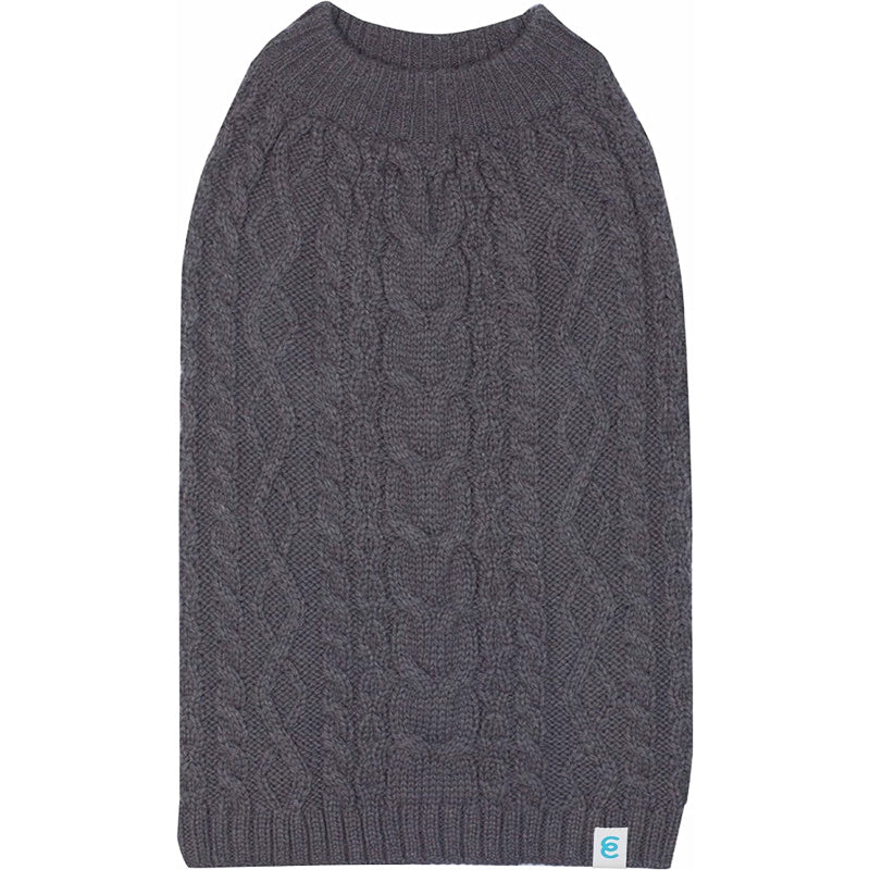 Pet Classic Dog Sweater Wool Blend Cable Knit Pullover Crewneck Winter Clothes in Red Danger, Back Length 12", Small Warm Coat for Pet-Paw Print Pad