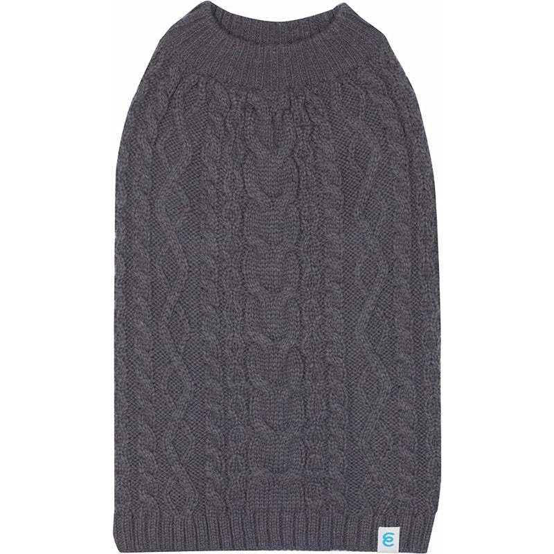 Pet Classic Dog Sweater Wool Blend Cable Knit Pullover Crewneck Winter Clothes in Red Danger, Back Length 12", Small Warm Coat for Pet-Paw Print Pad