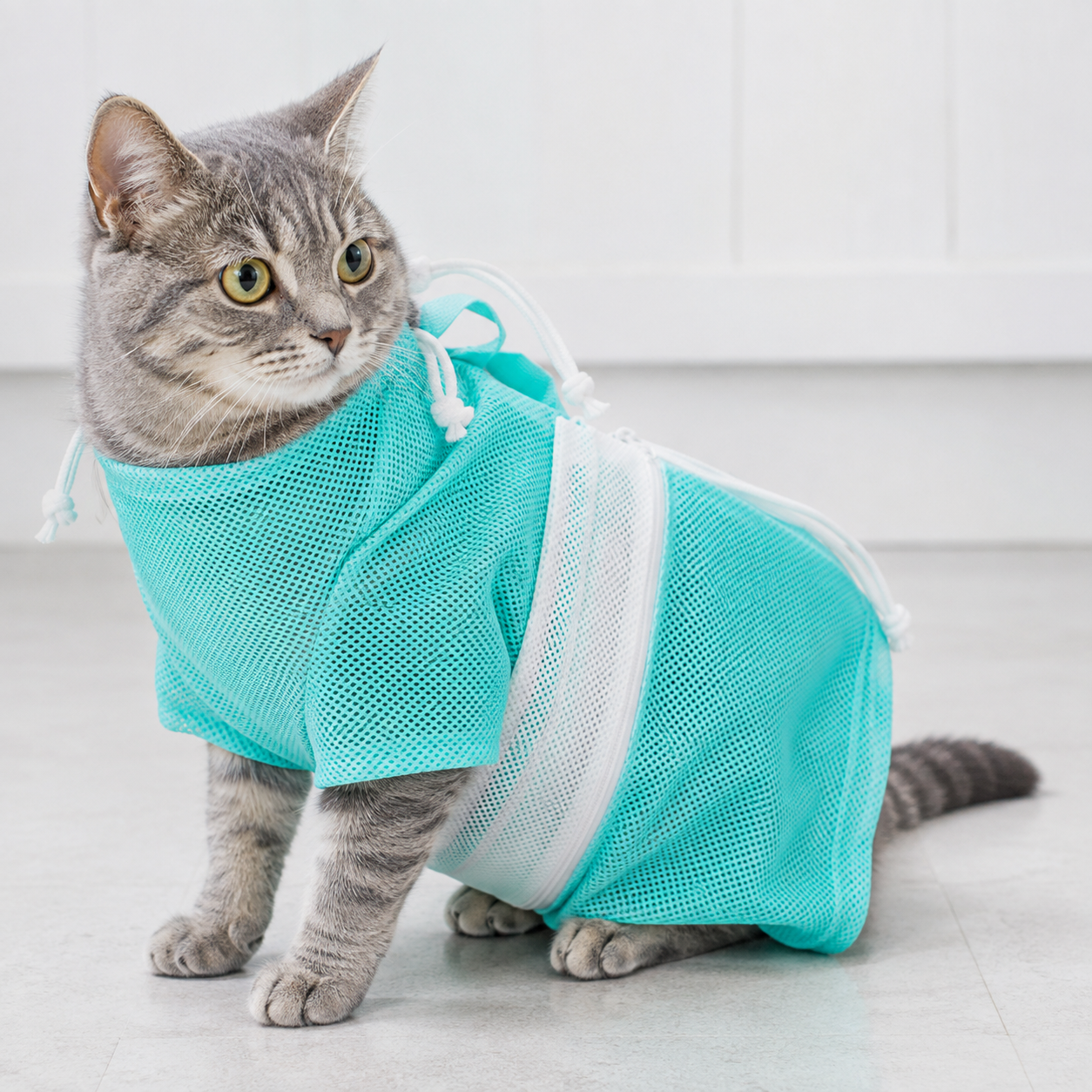 Adjustable Mesh Pet Bathing Bag for Grooming and Travel Use