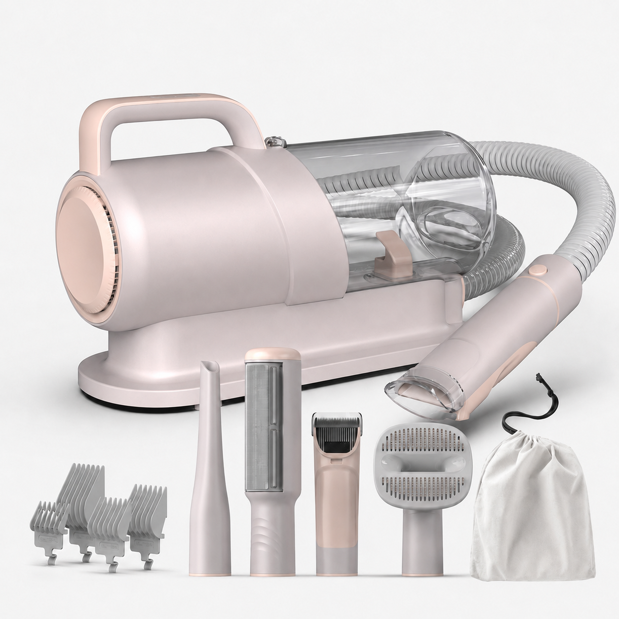 All in One Pet Grooming Vacuum Kit with Strong Suction and Adjustable Combs