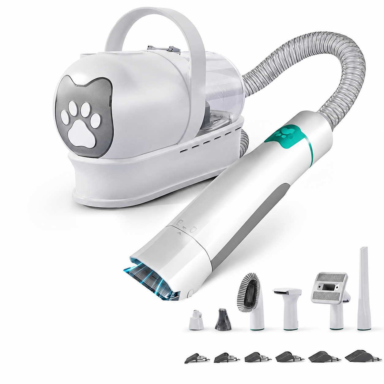 7 in 1 Pet Grooming Vacuum Kit with Shedding Brush Trimmer and Hair Removal Tools