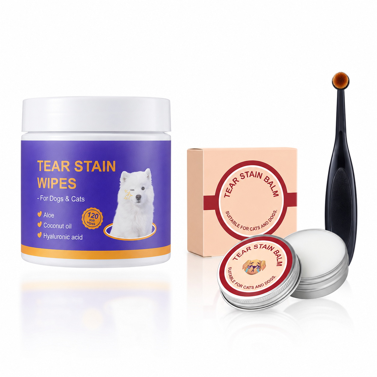 Tear Stain Remover Cream With Professional Brush For Dog And Cat
